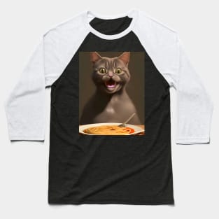 Surprise Cat Love Eating Vegan Spaghetti Baseball T-Shirt